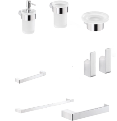 GEDY SET DI ACCESSORI DA BAGNO MODELLO PIRENEI IN ACCIAIO CROMATO