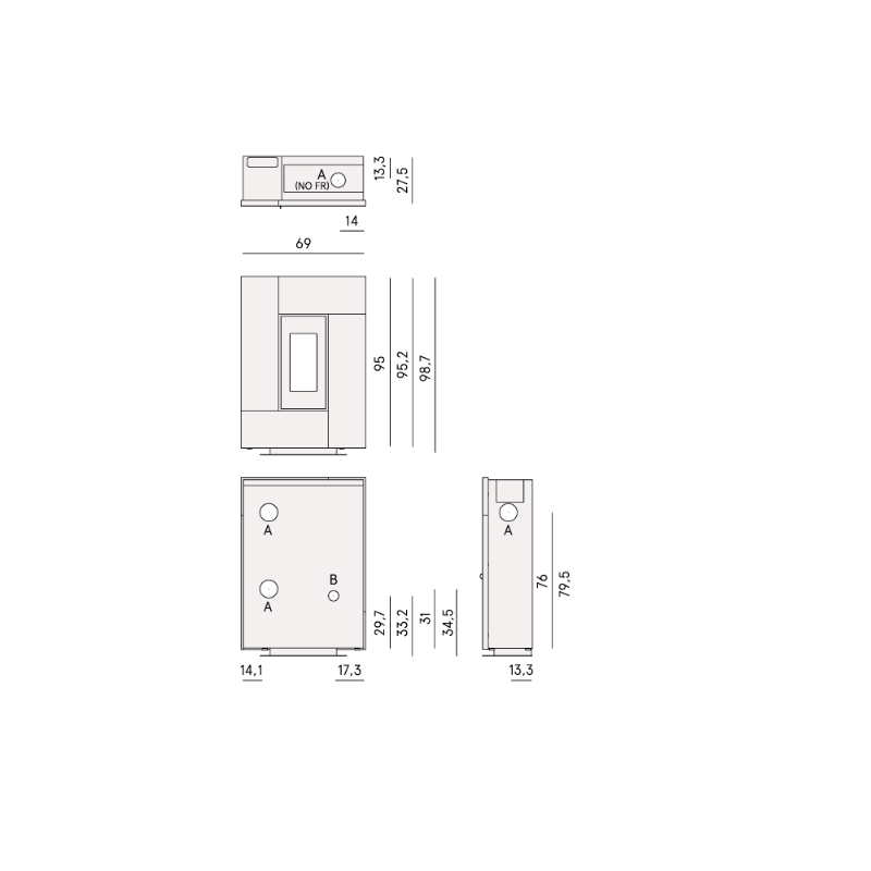CADEL STUFA A PELLET MODELLO GRACE 7 A+ 7 KW COLORE ROSSO