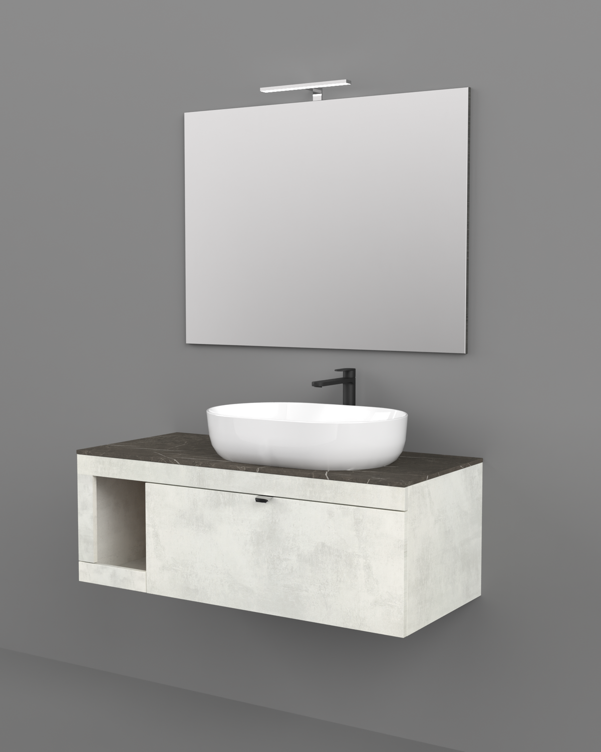 LEGNOX MODELLO LIDO COMPOSIZIONE 110 CM CONSOLLE GRIGIO CIELO + TOP GRIGIO ITALIA