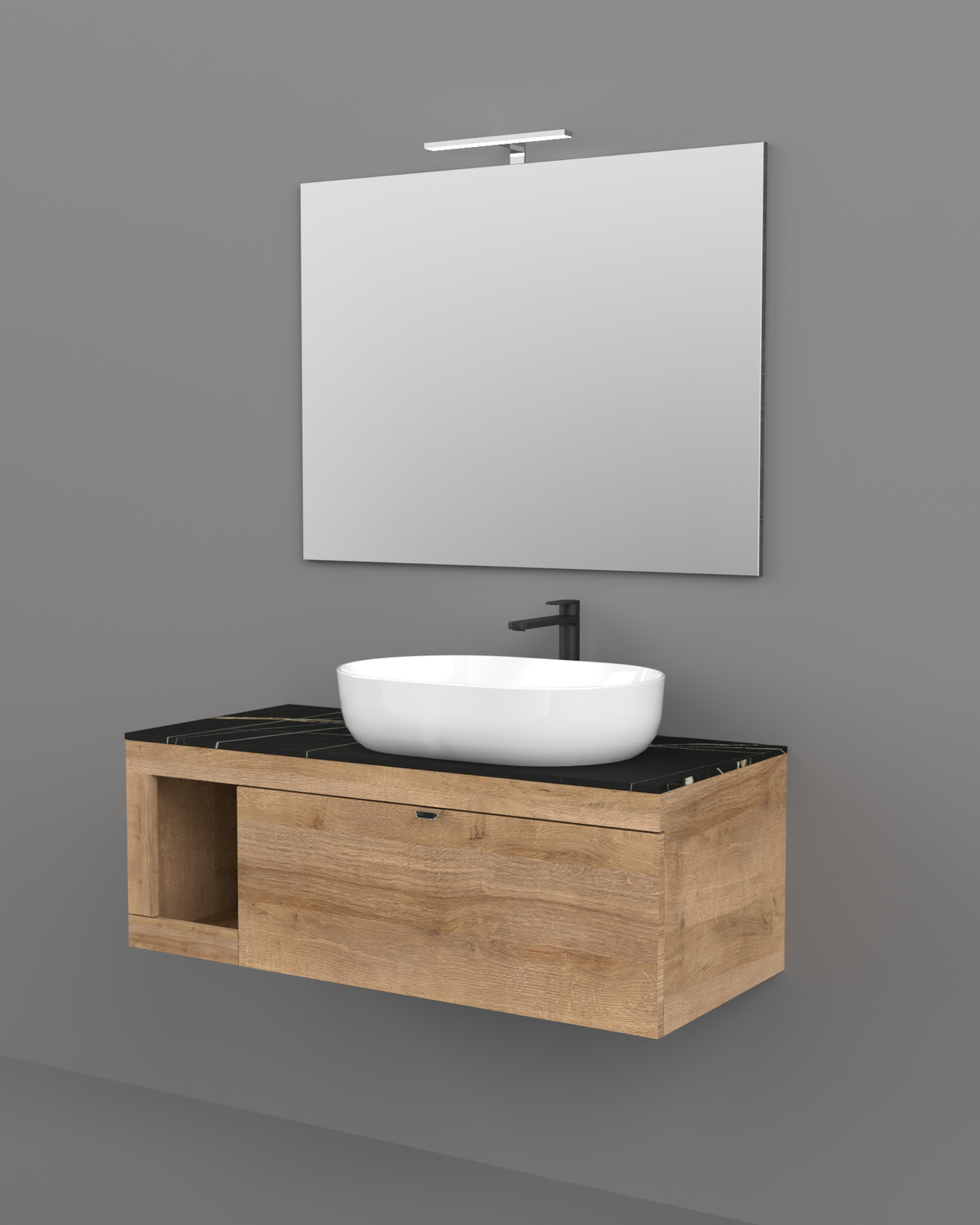 LEGNOX MODELLO LIDO COMPOSIZIONE 110 CM CONSOLLE ROVERE FARNIA + TOP PORTORO