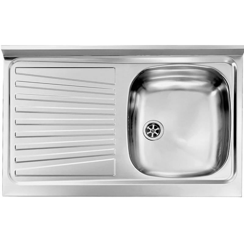 LAVELLO INOX UNA VASCA DA APPOGGIO 80 X 50 DX