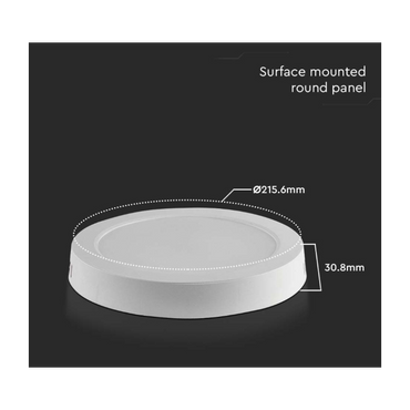 V-TAC FARETTO ESTERNO 18W BACKLIT SURFACE MOUNTED PANEL 6500K RD