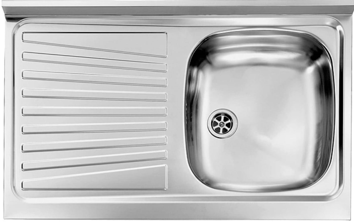 LAVELLO INOX UNA VASCA DA APPOGGIO 100 X 50 SX