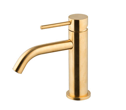 FIMA CARLO FRATTINI MISCELATORE LAVABO SERIE SPILLO UP ORO SPAZZOLATO