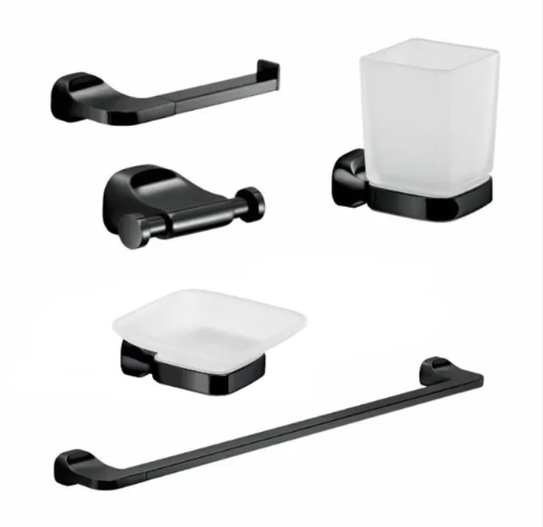 GEDY SET DI ACCESSORI DA BAGNO MODELLO STELVIO IN NERO MATTO