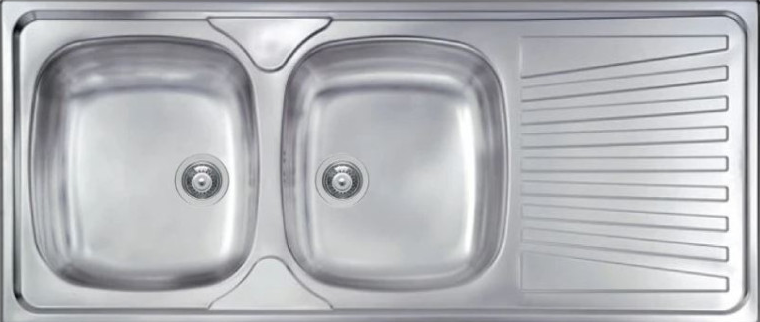 LAVELLO INOX DOPPIA VASCA INCASSO CON GOCCIOLATORIO 86 X 50 SX