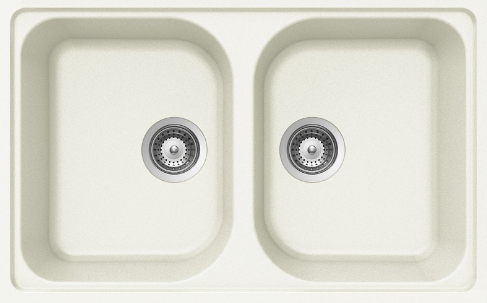 TERMITALY LAVELLO SINTETICO DOPPIA VASCA DA INCASSO 86 X 50 BIANCO