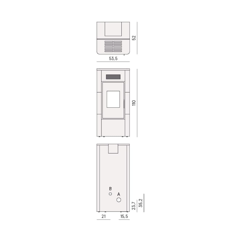 CADEL STUFA A PELLET HYDRO MODELLO RIVER IDRO 16 A++ 16.1 KW COLORE METALLO ITANIUM