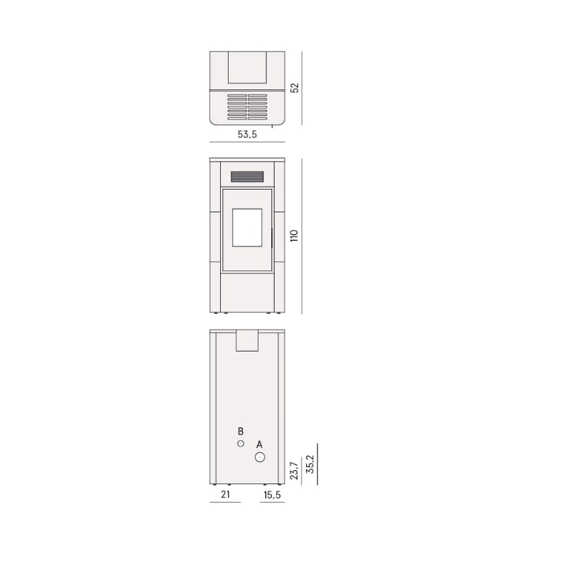 CADEL STUFA A PELLET HYDRO MODELLO RIVER IDRO 23 A++ 22,4 KW COLORE METALLO TITANIUM