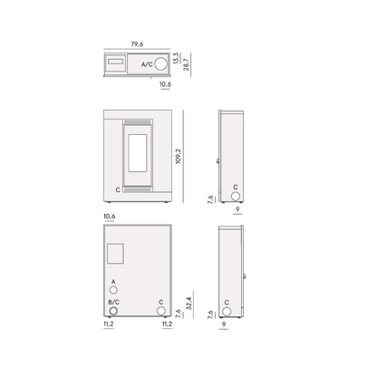 CADEL STUFA A PELLET MODELLO LUCE PLUS 9 FLEXIT A+ 8,5 KW COLORE BIANCO