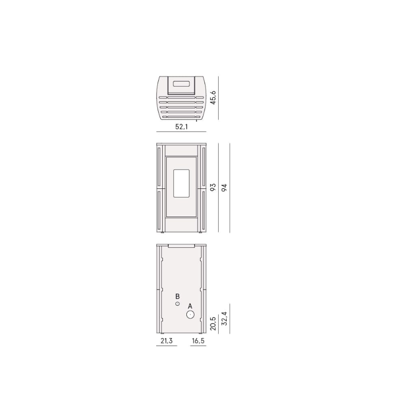 CADEL STUFA A PELLET MODELLO PERLA 7 A+ 7 KW COLORE METALLO ANTRACITE