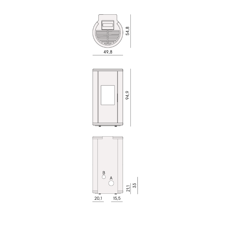 CADEL STUFA A PELLET MODELLO SOUND 7 A+ 7 KW COLORE ANTRACITE
