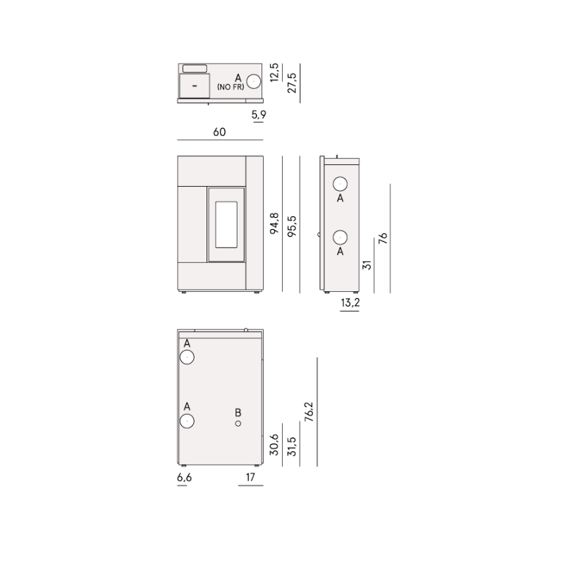 CADEL STUFA A PELLET MODELLO SPIRIT 5 A+ 5.2 KW COLORE BIANCO