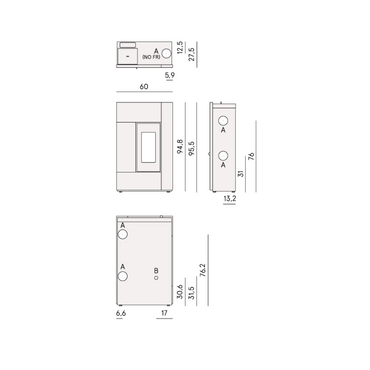 CADEL STUFA A PELLET MODELLO SPIRIT 5 A+ 5.2 KW COLORE ANTRACITE