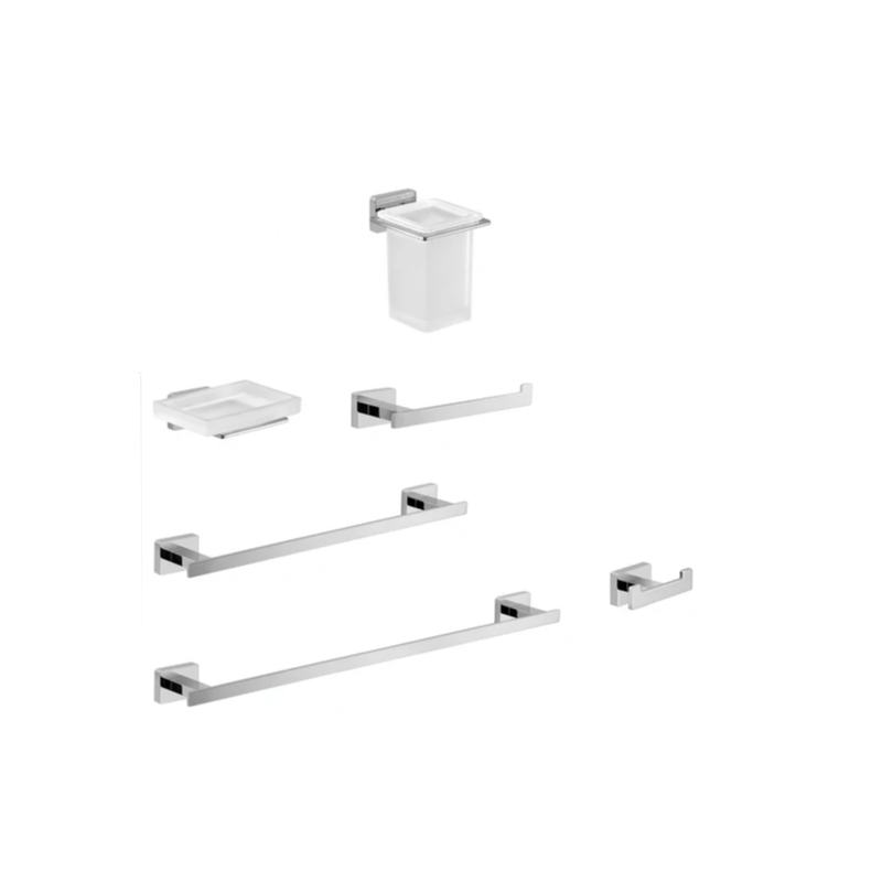 GEDY SET DI ACCESSORI DA BAGNO MODELLO ATENA QUADRATO IN ACCIAIO CROMATO