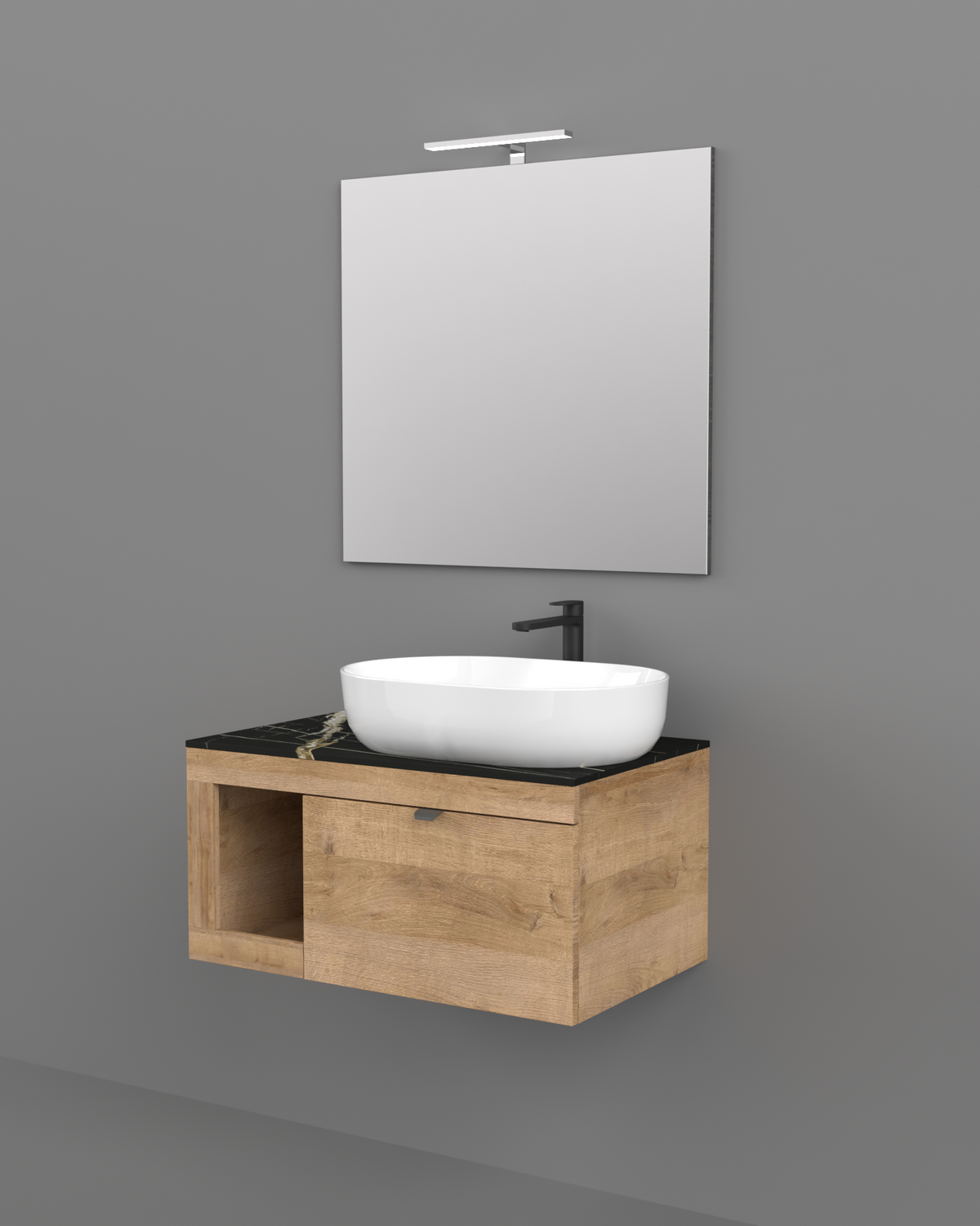 LEGNOX  MODELLO LIDO  COMPOSIZIONE 80 CM CONSOLLE ROVERE FARNIA+ TOP PORTORO