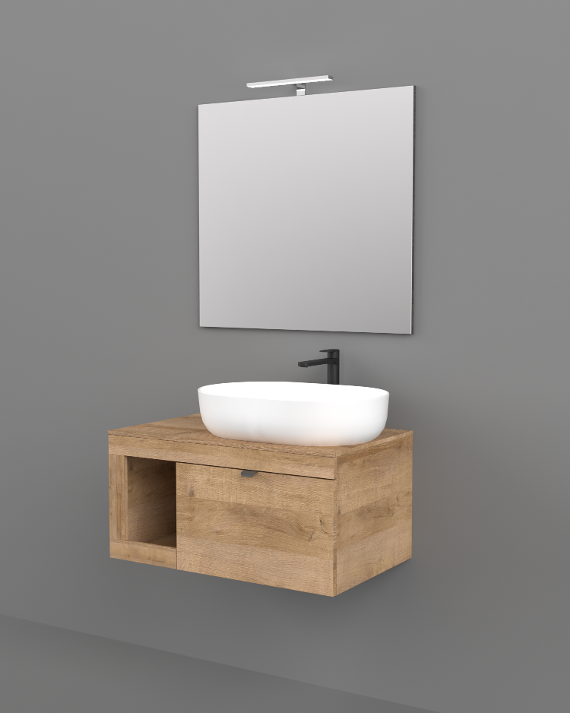 LEGNOX  MODELLO LIDO  COMPOSIZIONE 80 CM CONSOLLE ROVERE FARNIA + TOP ROVERE FARNIA