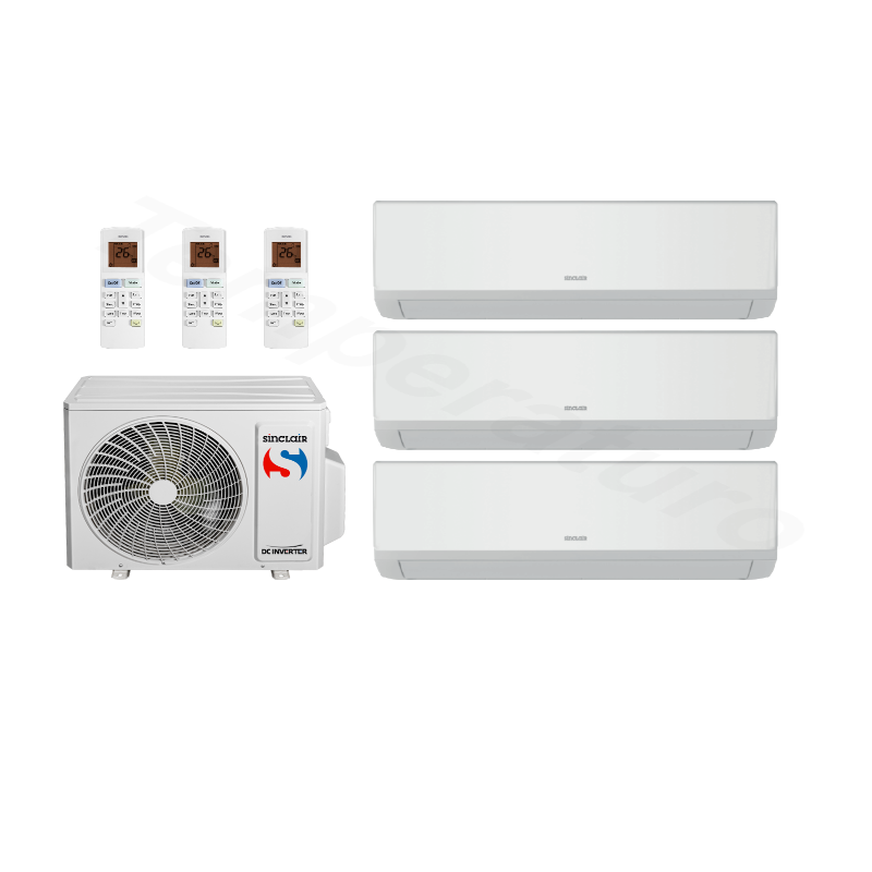 SINCLAIR CLIMATIZZATORE TRIALSPLIT 42QHG DA 9000+9000+9000 BTU INVERTER A++ R32 E UNITA ESTERNA 8 KW