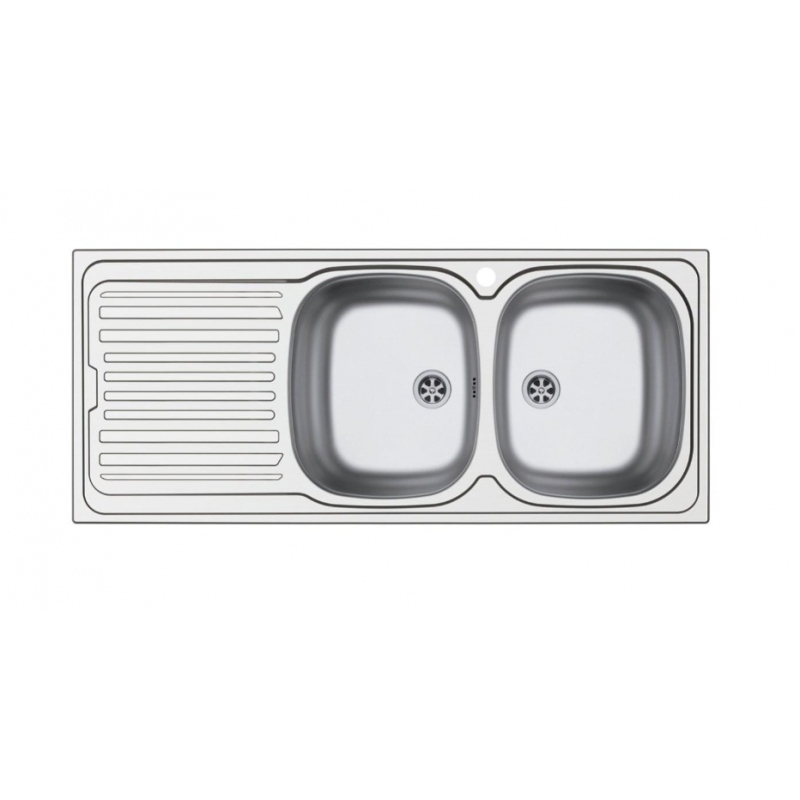 LAVELLO INOX DOPPIA VASCA DA APPOGGIO CON GOCCIOLATOIO 120 X 50 SX