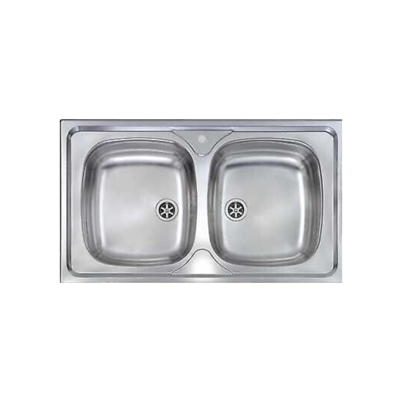LAVELLO INOX DOPPIA VASCA INCASSO 86 X 50